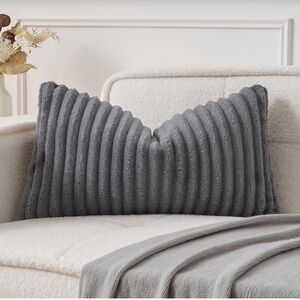 ULTRA-SOFT Dark Gray LUMBAR Throw Pillow Cover Rectangular 14x24”